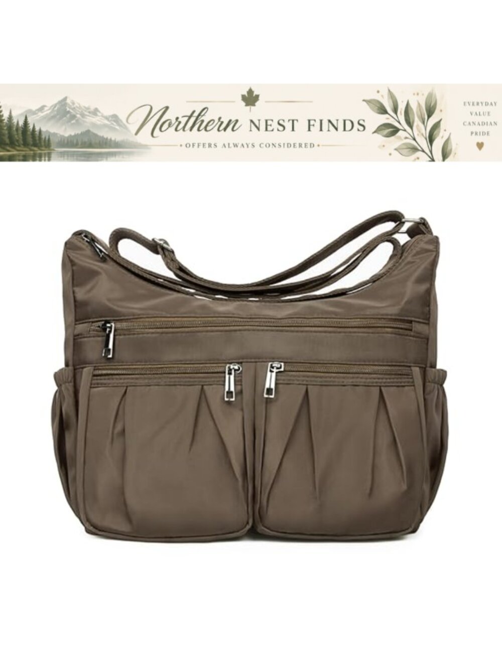 Nylon Crossbody Bag Water Resistant Anti Theft Travel Purse Adjustable Strap